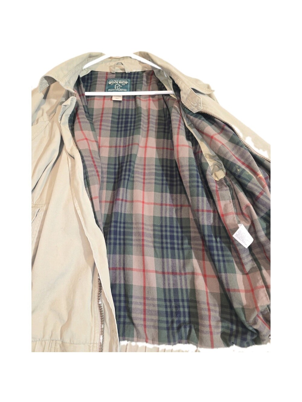 woolrich ducks unlimited Cotton Bomber Jacket W/ Plaid Flannel Lining Mens XL...